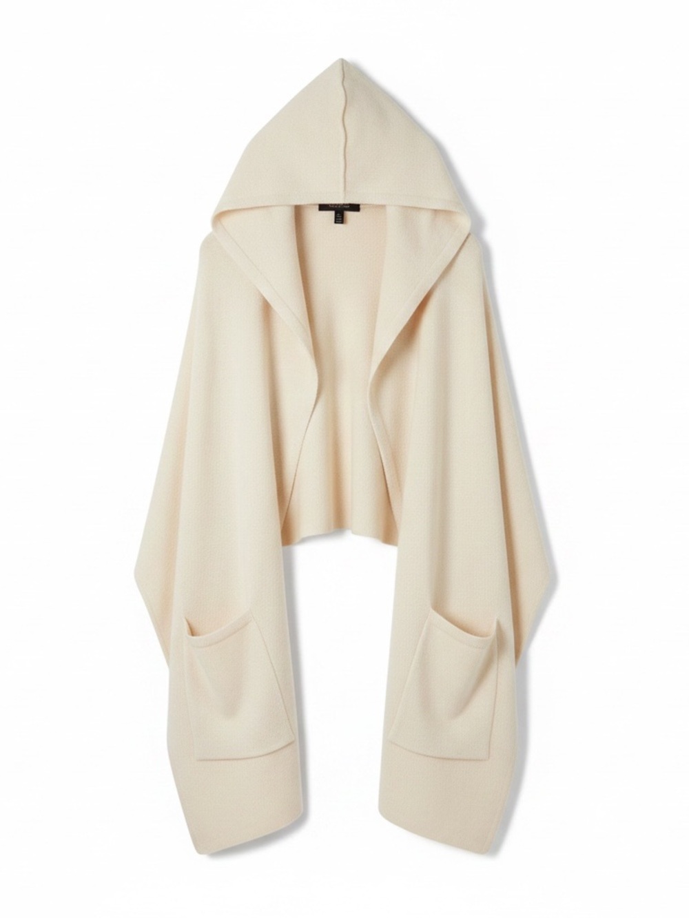 Weekend Max Mara Cream Hooded Open-Front Cashmere Shawl Wrap